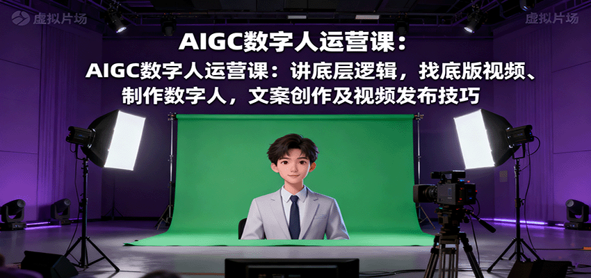 AIGC数字人运营课:讲底层逻辑,找底版视频、制作数字人,文案创作及视频发布技巧-恒创联盟资源网
