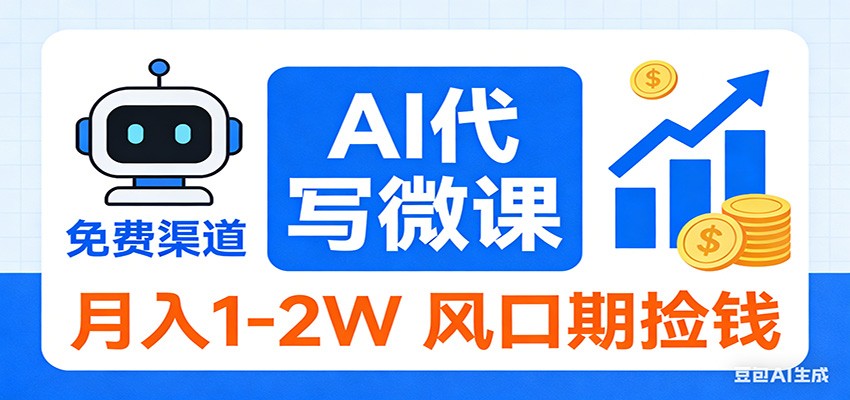 2026告别打工！AI 代写微课，提供免费渠道，月入 1-2W 风口期捡钱-恒创联盟资源网