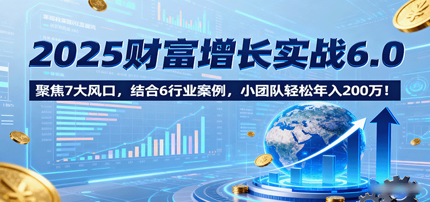 2025财富增长实战6.0，聚焦7大风口，结合6行业案例，小团队轻松年入200万！-恒创联盟资源网