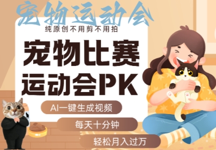 AI一键生成宠物比赛运动会PK视频，纯原创不用剪不用拍，每天十分钟，轻松月入过1W+-恒创联盟资源网