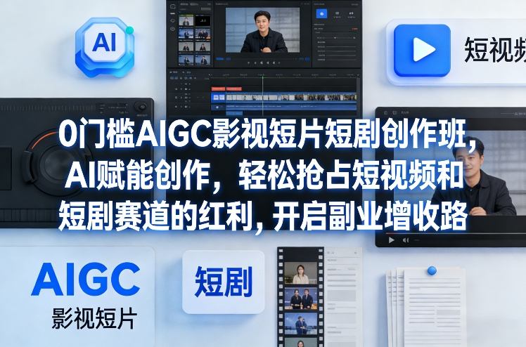 0门槛AIGC影视短片短剧创作班，AI赋能创作，轻松抢占短视频和短剧赛道的红利，开启副业增收路-恒创联盟资源网