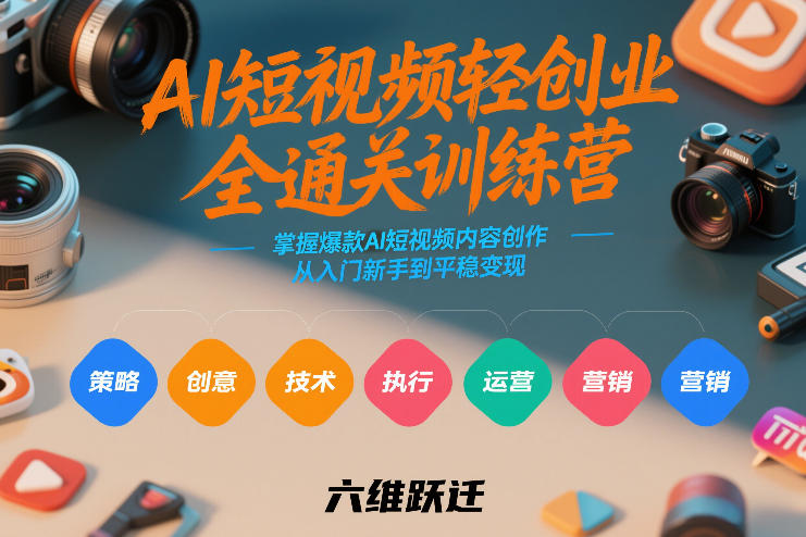 AI短视频轻创业全通关训练营，掌握爆款AI短视频内容创作，从入门新手到平稳变现的六维跃迁-恒创联盟资源网