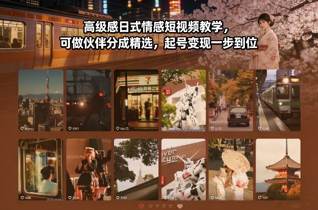 高级感日式情感短视频教学，可做伙伴分成精选，起号变现一步到位-恒创联盟资源网