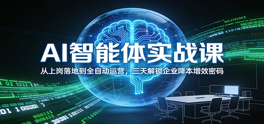 AI智能体实战课：从上岗落地到全自动运营，三天解锁企业降本增效密码-恒创联盟资源网