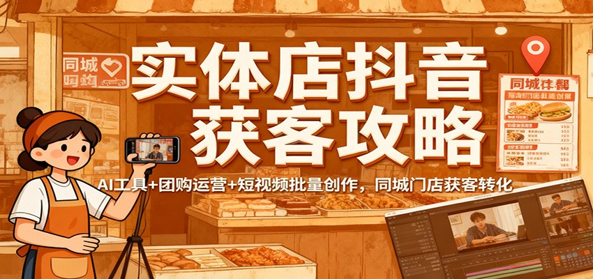 实体店抖音获客攻略:AI工具+团购运营+短视频批量创作,同城门店获客转化-恒创联盟资源网