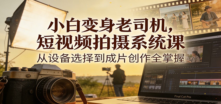 小白变身老司机，短视频拍摄系统课，从设备选择到成片创作全掌握-恒创联盟资源网