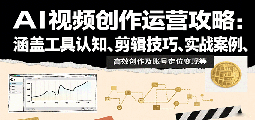 AI视频创作运营攻略:涵盖工具认知、剪辑技巧、实战案例、高效创作及账号定位变现等-恒创联盟资源网
