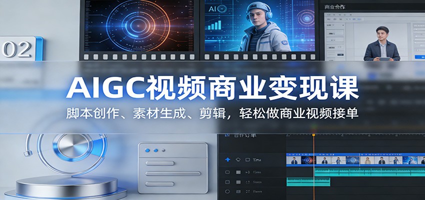 AIGC视频商业变现课：脚本创作、素材生成、剪辑，轻松做商业视频接单-恒创联盟资源网