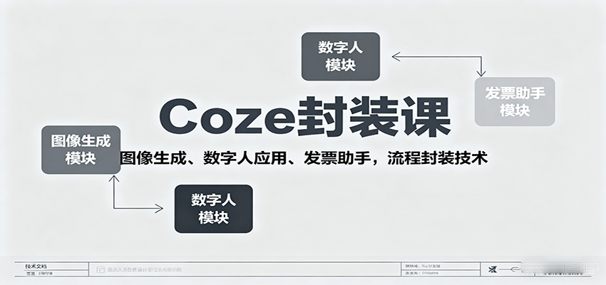 Coze封装课，图像生成、数字人应用、发票助手，流程封装技术-恒创联盟资源网