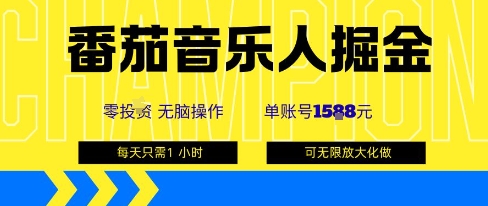 番茄音乐人掘金,单账号最高可撸1k+,可无限矩阵去做,零投入-恒创联盟资源网