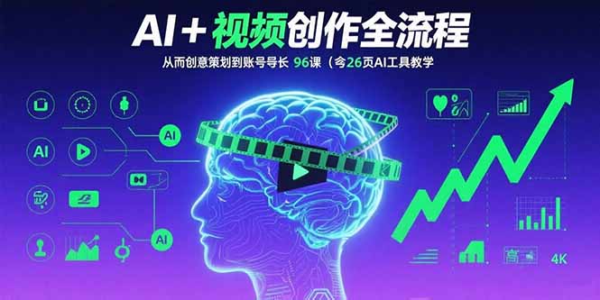 AI+短视频创作全流程:从创意策划到账号增长,96节课(含26项AI工具教学-恒创联盟资源网