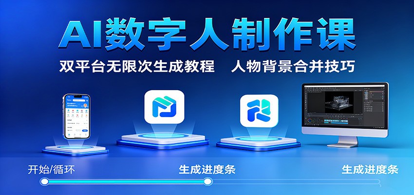 AI数字人制作课:双平台无限次生成教程,人物背景合并技巧-恒创联盟资源网