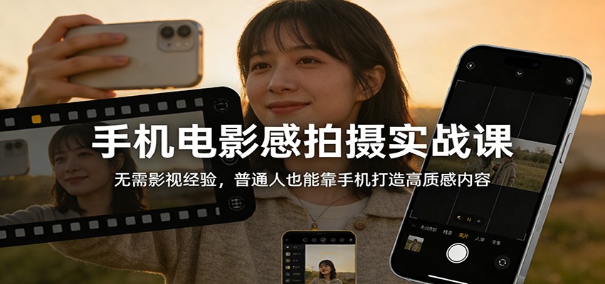 手机电影感拍摄实战课:无需影视经验,普通人也能靠手机打造高质感内容-恒创联盟资源网