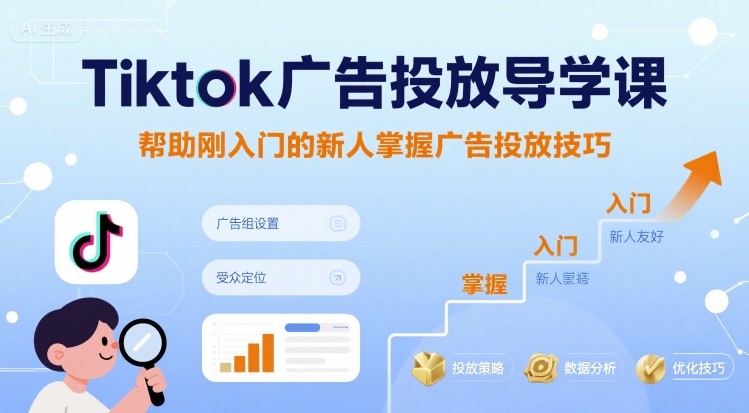Tiktok广告投放导学课，帮助刚入门的新人掌握广告投放技巧-恒创联盟资源网
