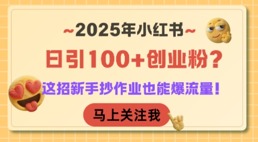 2025年小红书日引100+创业粉?这招新手抄作业也能爆流量!-恒创联盟资源网