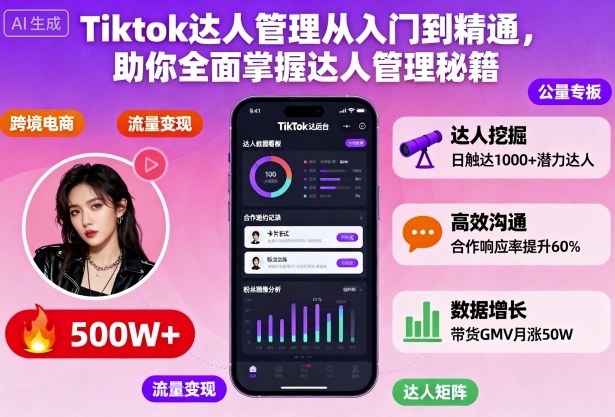 Tiktok达人管理从入门到精通，助你全面掌握达人管理秘籍-恒创联盟资源网