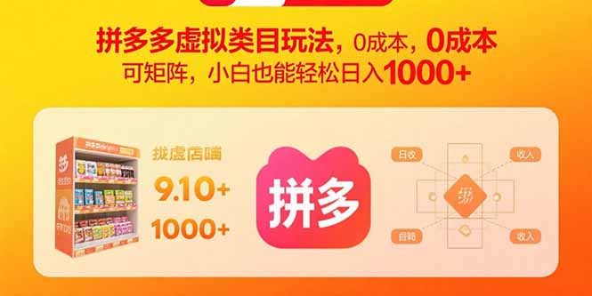 拼多多虚拟类目玩法,0成本,可矩阵,小白也能轻松日入1000+-恒创联盟资源网