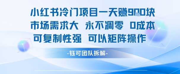 小红书冷门项目一天收益9张，市场需求大，0成本，可复制性强可以矩阵操作-恒创联盟资源网
