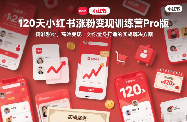 120天小红书涨粉变现训练营Pro版，精准涨粉，高效变现，为你量身打造的实战解决方案-恒创联盟资源网