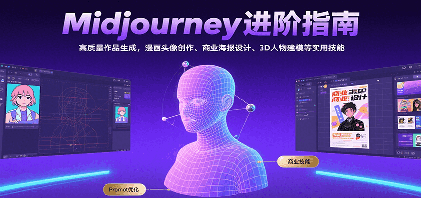 Midjourney进阶指南：高质量作品生成，漫画头像创作、商业海报设计、3D人物建模等-恒创联盟资源网